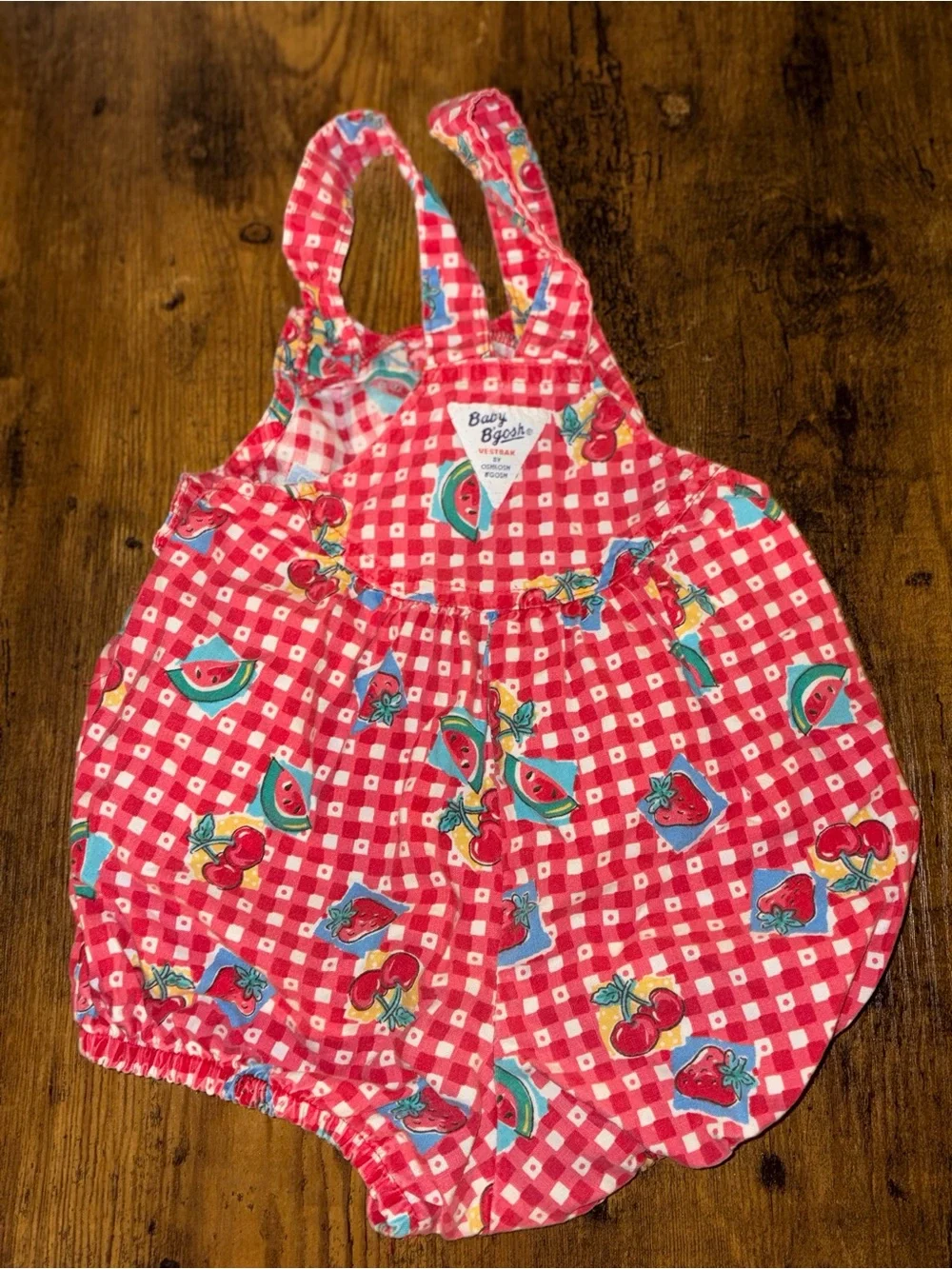✨Vintage✨OshKosh B'gosh Red Gingham Fruit Print Bubble Romper